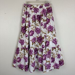 Abercrombie & Fitch Boho Cottage Tiered Floral Poplin Maxi Skirt Pockets Large
